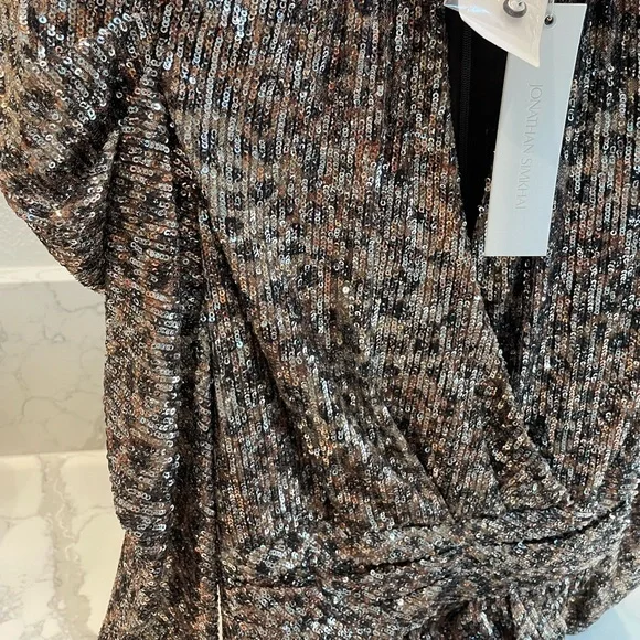 Jonathan Simkhai Mallory Sequined Long PuffSleeve Mini Dress Size 4